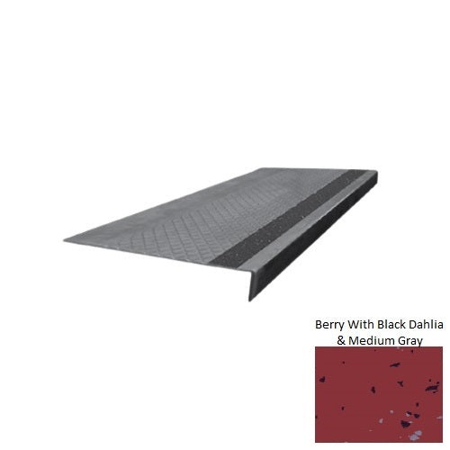 Spextones Berry With Black Dahlia & Medium Gray Type 675 With Flush Ribbed Insert Distinct Designs Rubber - 12" X 72" Stair Tread - Diamond Profile Design