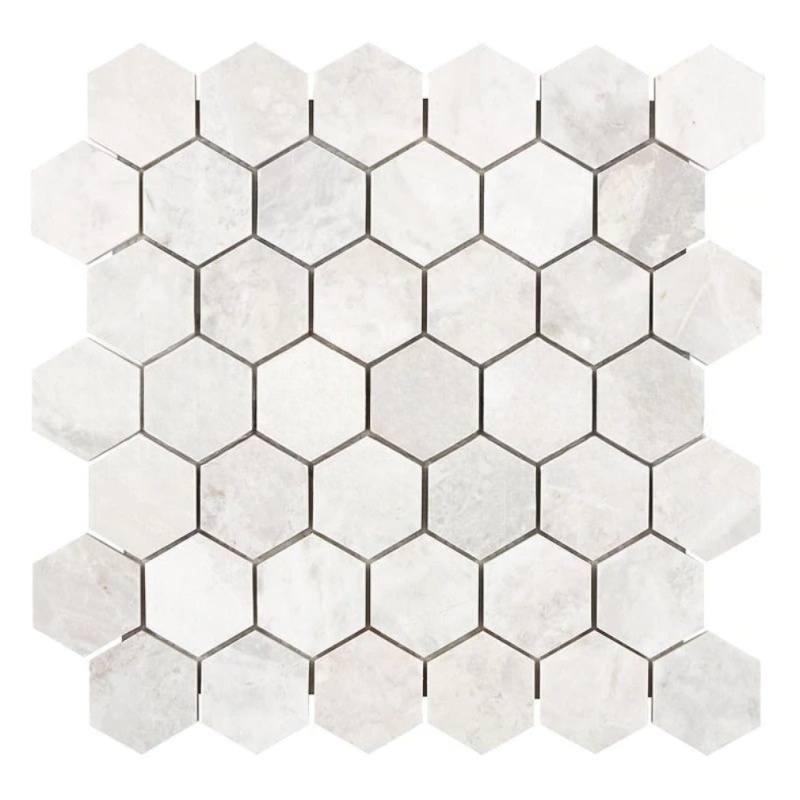 Bianco Congelato Dolomite Mosaic - 2" Hexagon - Leather