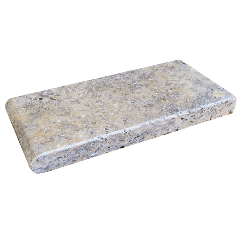Titanium Cross Cut Travertine Bullnose Pool Coping - Tumbled