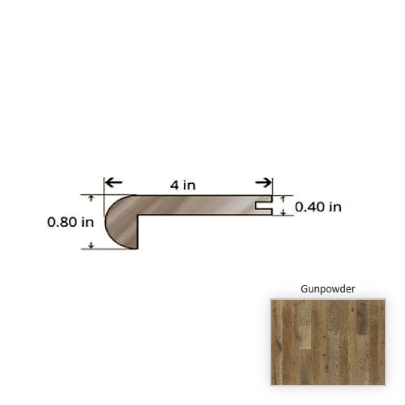 Oak Gunpowder Hardwood Moulding / Trim - 84.25" Stair Nose - Nu Oil