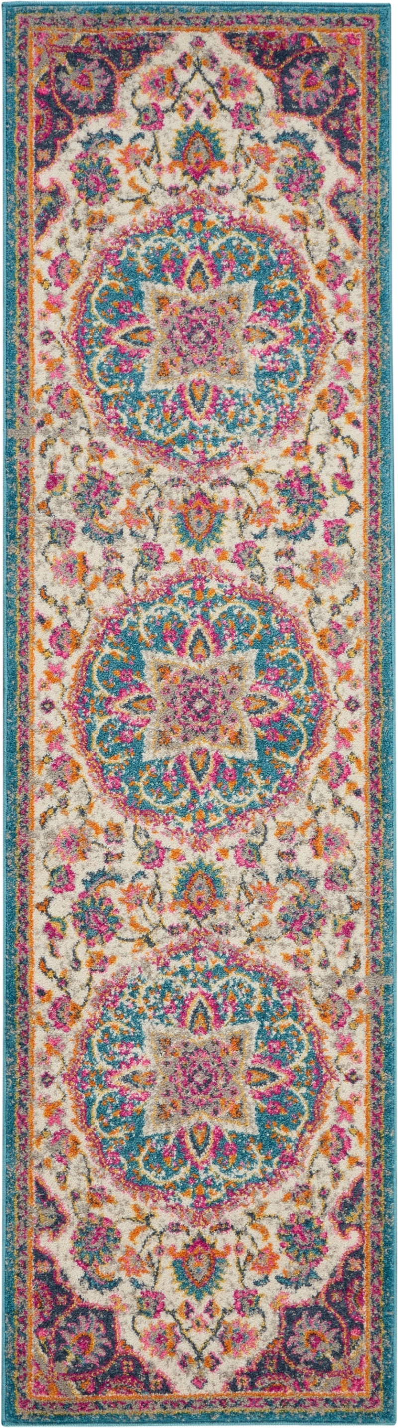 Passion Psn22 Ivory / Multi Polypropylene Transitional Area Rug - 10 Ft Runner