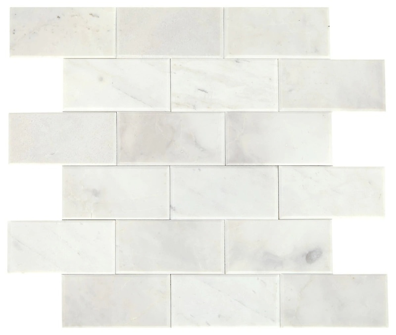 Simplystick Mosaix Stormy Mist Peel & Stick Marble Mosaic - 2" X 4" Beveled Brick - Polished