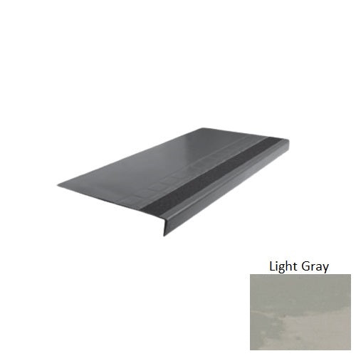 Evolving Styles Creative Elements Light Gray Type 875 With Flush Ribbed / Smooth Insert Distinct Designs Rubber - 12 1/4" X 72" Stair Tread - Raised Square Design