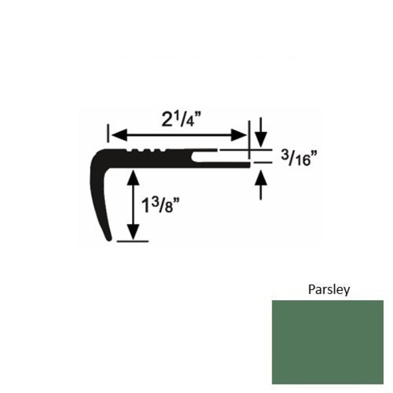 Solid 17 Parsley Rubber Undercut Carpet Nosing (Sq) - 2 1/4" X 9 Ft (108")