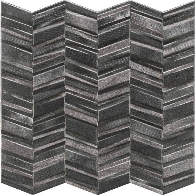 3D Black Porcelain Tile - Matte & Textured Chevron