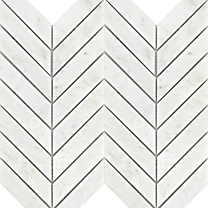 Winter Frost Marble Mosaic - Chevron - Polished