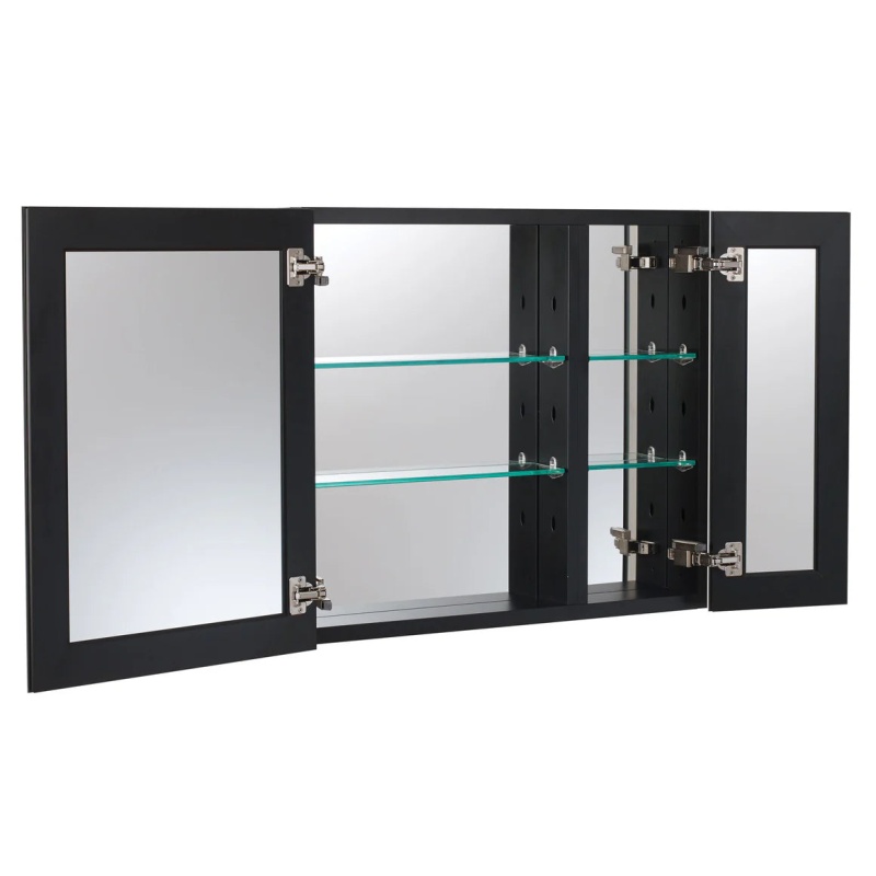 Black Aluminum Recessed / Surface Mount Medicine Cabinet - 30" X 26" - Black
