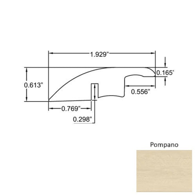 Seaside Pompano Laminate Wood Moulding / Trim - 94" Reducer - Embossed