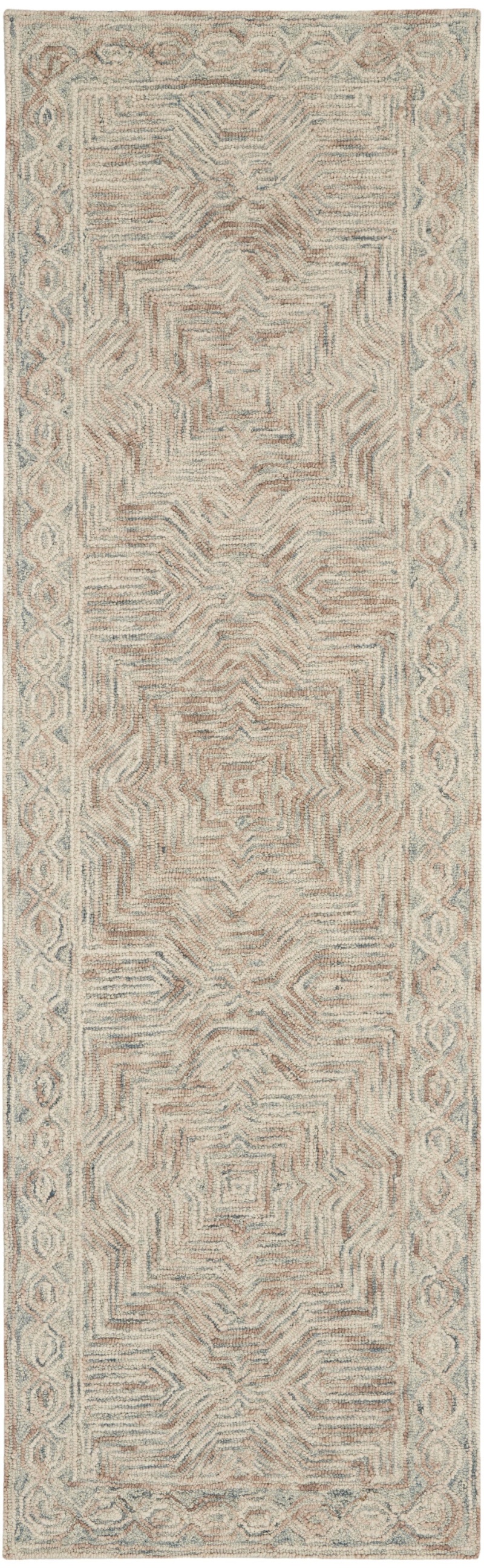 Interlock Blue / Ivory Wool Bohemian Area Rug