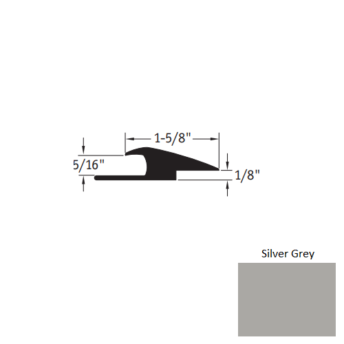 Johnsonite Silver Grey Vinyl Moulding / Trim - 1 5/8" X 12 Ft (144") X 5/16" - 1/16" Or 1/8" Adaptor - Adaptor