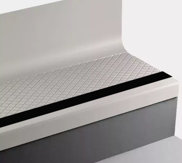 White Sand Diamond Rubber Stair Tread with Riser