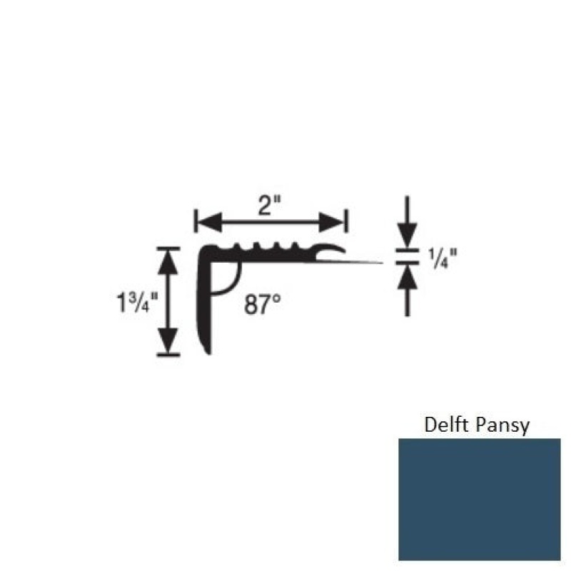 Flextones Delft Pansy Vinyl 171 Carpet Stair Nosing - 2" X 12 Ft - Thermoplastic