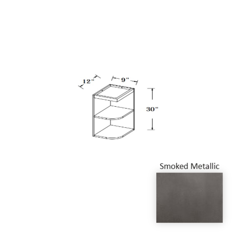 Smoked Metallic Wood Kitchen Wall End Shelf - 9" X 12" X 30" - Smoked Metallic