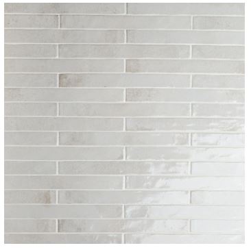 Flamenco Princess White Glossy Porcelain Tile, 2" x 18"