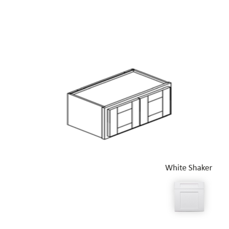 Framed Shaker Premium White Shaker Natural Clear Coat Wood Kitchen Wall Cabinet - 33" X 12" X 12" - Natural Clear Coat