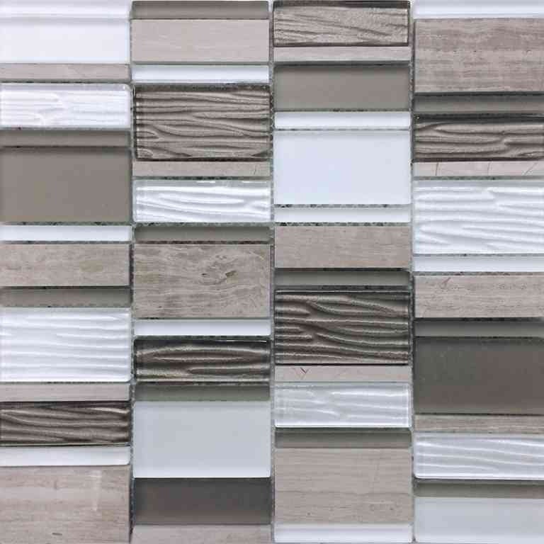 Hawaii Beach Blocks Putty Stone & Glass Mosaic - Stacked - Polished & Matte