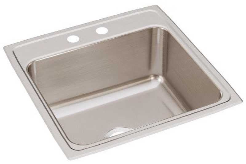 Dlr2222102 Lustertone Classic Stainless Steel Drop In Single Bowl Kitchen Sink - 22" X 22" X 10 1/8" With 2 Holes - Stainless Steel