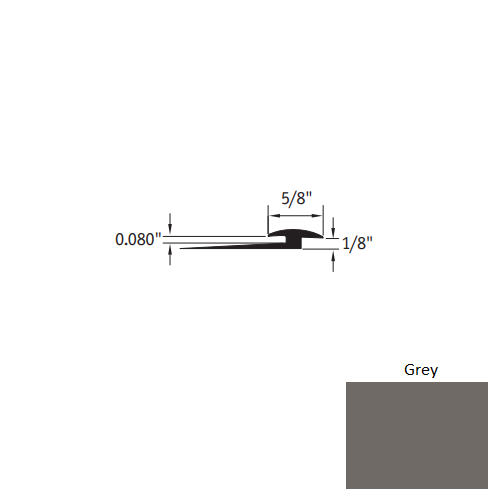 Johnsonite Grey Vinyl Moulding / Trim - 5/8" X 12 Ft (144") X 1/8" - .080" Slim Line Transition - Slim Line Transition