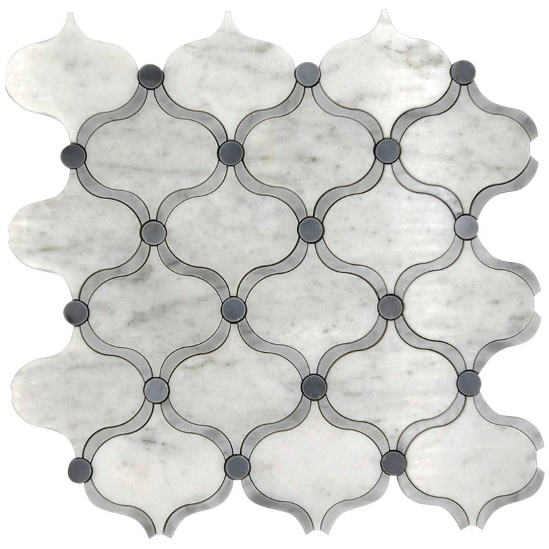 Skalini Line Waterjet White Natural Stone Mosaic - Trellis 8 - Polished