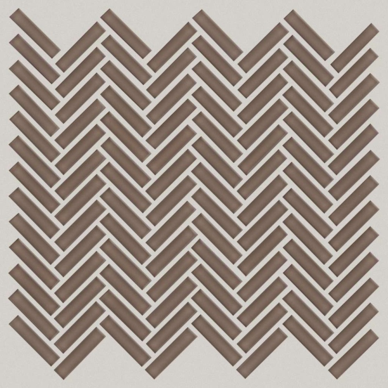 Ascendant Balanced Taupe Glass Mosaic - 2" X 4" Herringbone - Glossy