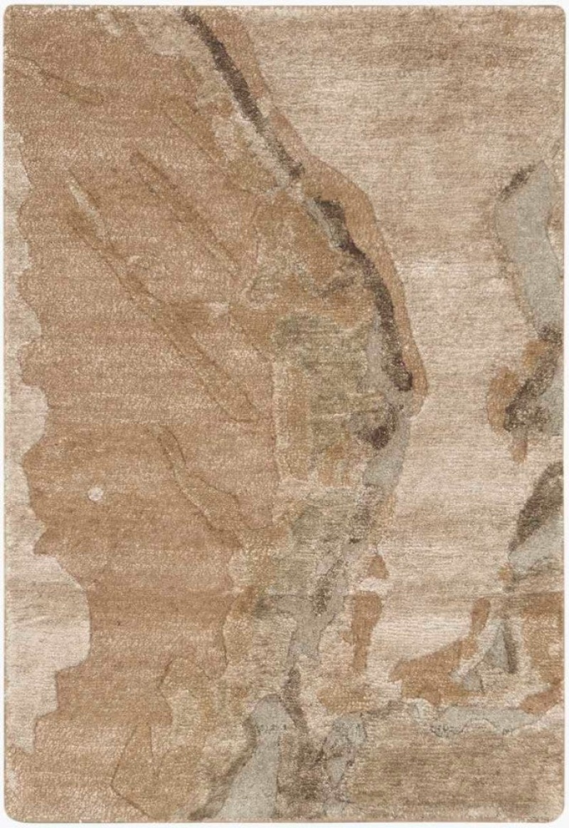 Silk Shadows Beige Silver Sha24 Wool Blend Contemporary Area Rug - 10 Ft X 14 Ft - Beige Silver