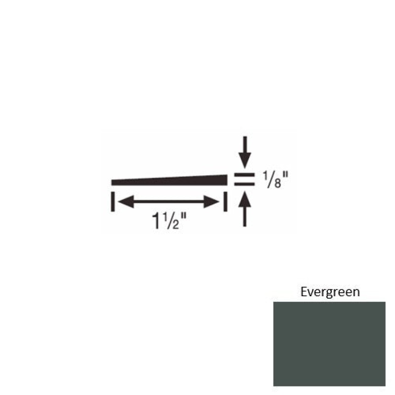 Solid 45 Evergreen Rubber Reducer Strip - 1 1/2" X 9 Ft (108") X 1/8"