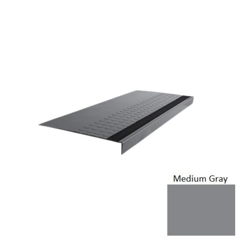 Flextones Medium Gray Type 776E Distinct Designs Rubber - 15" X 72" Stair Tread - Rgt Radial Ii Raised Disc Design