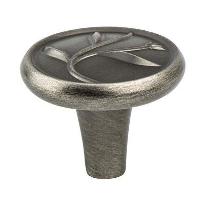 Berenson Art Nouveau Zinc Cabinet Knob - Vintage Nickel - 1 3/8" Diameter