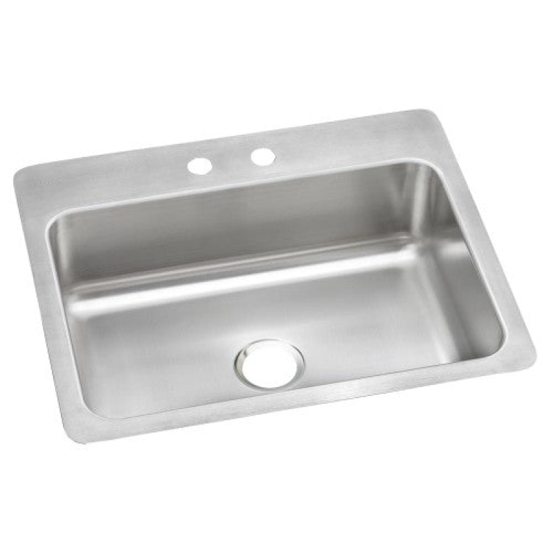 Dsesr127222 Dayton Stainless Steel Drop In Undermount Single Bowl Kitchen Sink - 27" X 22" X 8" With 2 Holes - Stainless Steel