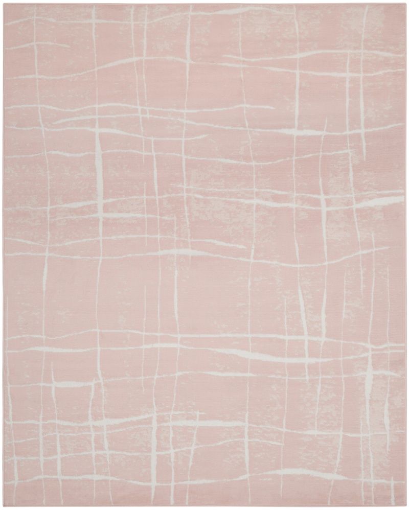 Pink Ivory Polypropylene Modern Area Rug 8 Ft x 10 Ft