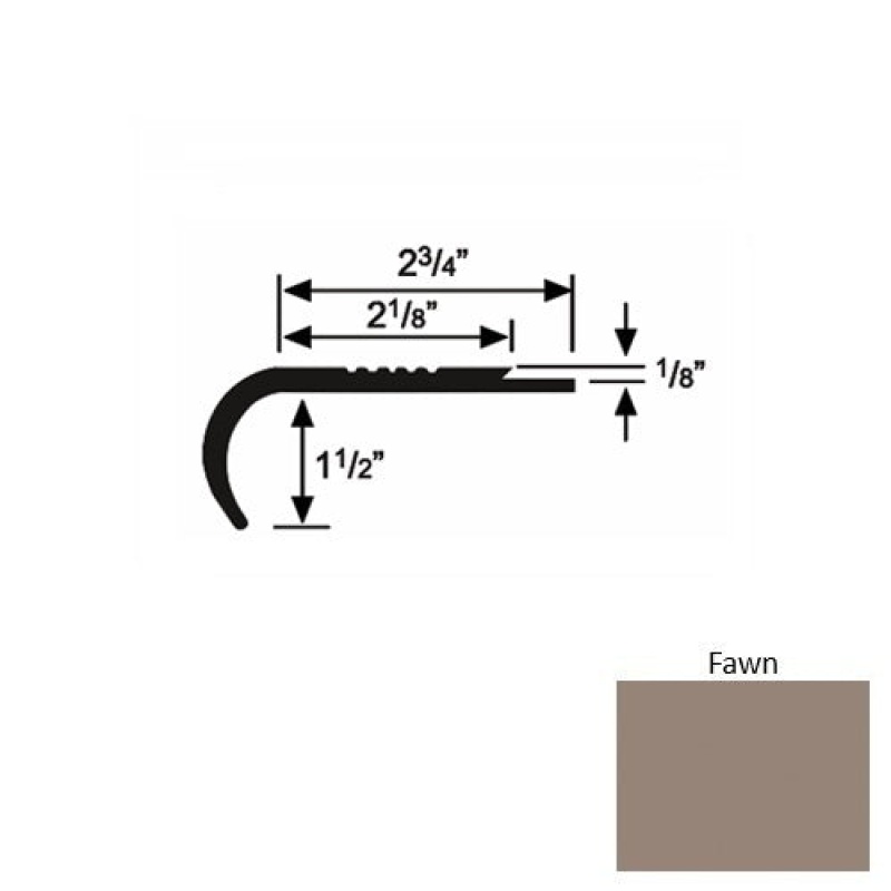 Solid 10 Fawn Rubber Underlap Stair Nosing