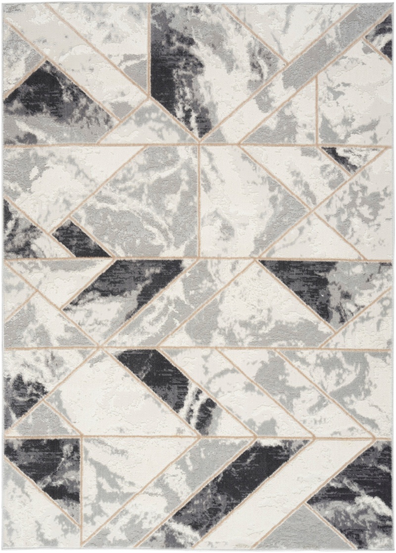 Elation Etn11 Ivory Grey Polypropylene Modern Area Rug