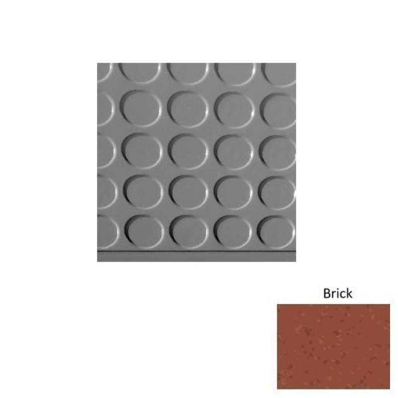 Symmetry 97 Brick Vantage Raised Circular Rubber (Sq) With Galley Red Abrasive Strip Stair Tread With Dupont Kevlar - Textured