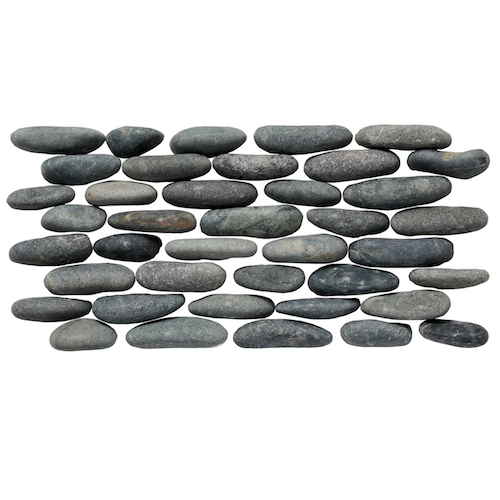 Pebble Medan Charcoal Mosaic - Stacked Pebble - Natural