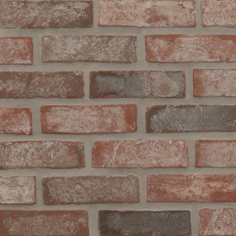 Brickstacks Noble Red Brick Clay Tile - Tumbled - 2.25" X 7.5"