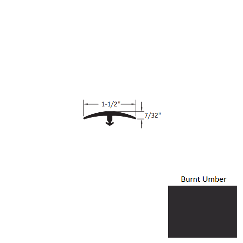 Johnsonite Burnt Umber Vinyl Moulding / Trim - 1 1/2" X 12 Ft (144") X 1/4" & 5/16" T Molding - T Molding
