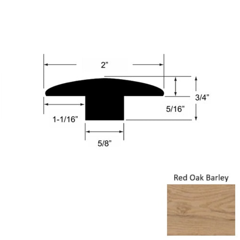 Heritage Solid Red Oak Barley Hardwood Moulding / Trim - 2" X 84" T Molding - Urethane