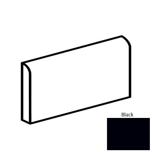 Bright & Matte Profiles Black Ceramic Wall Trim - 3" X 6" Bullnose 6" Side