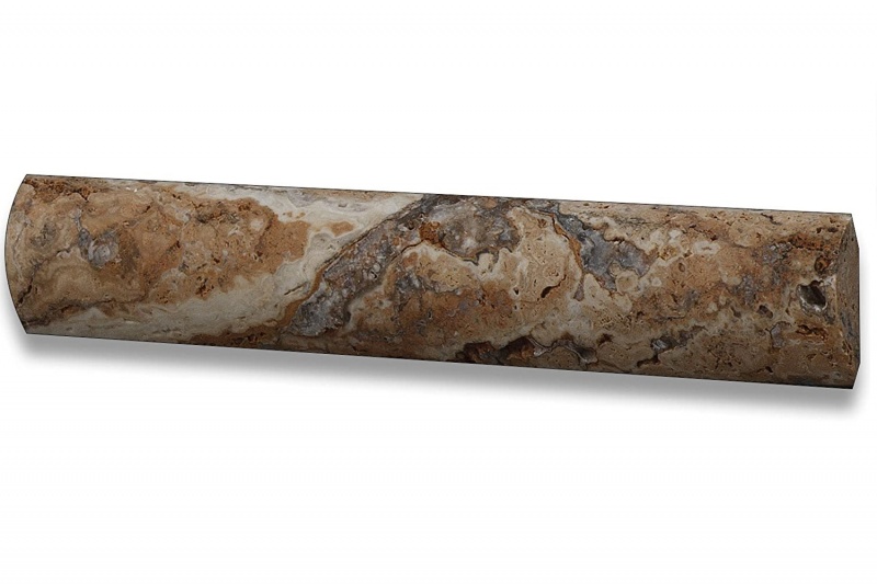 Scabos Cross Cut Travertine Liner - 1" X 6" Quarter Round - Unfilled & Honed