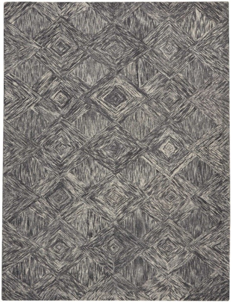 Interlock Charcoal Wool Contemporary Area Rug