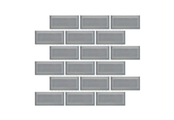 Artisan Plus Dark Porcelain Mosaic - 2" X 4" Beveled Brick - Glossy