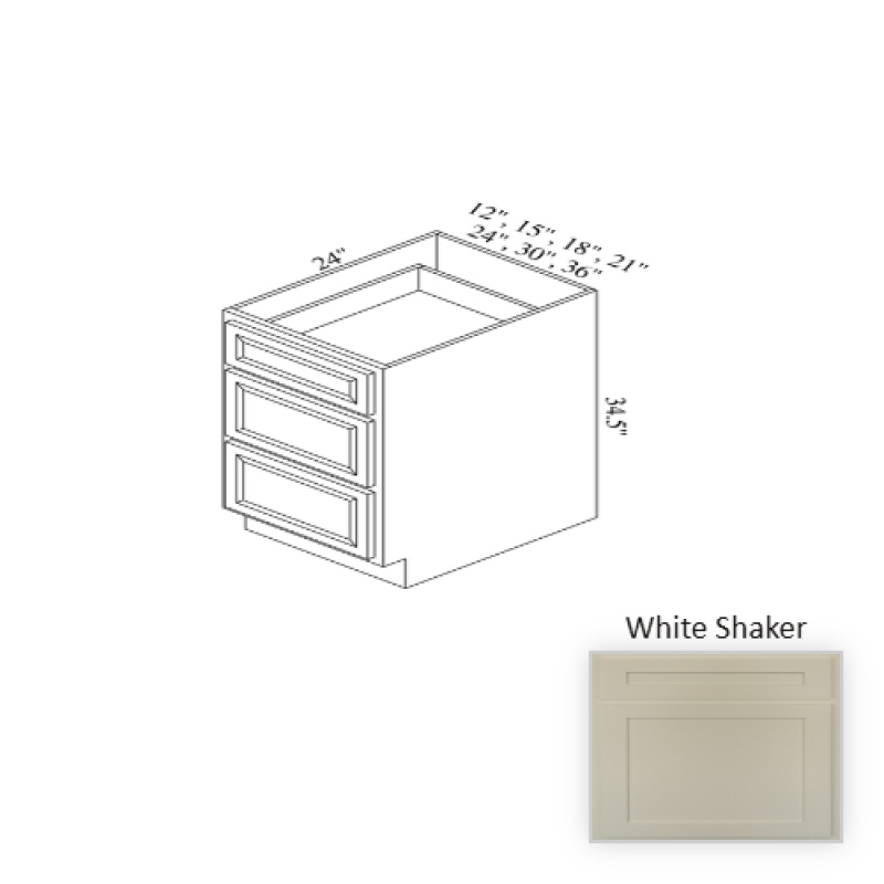 White Shaker Wood Kitchen Base Cabinet