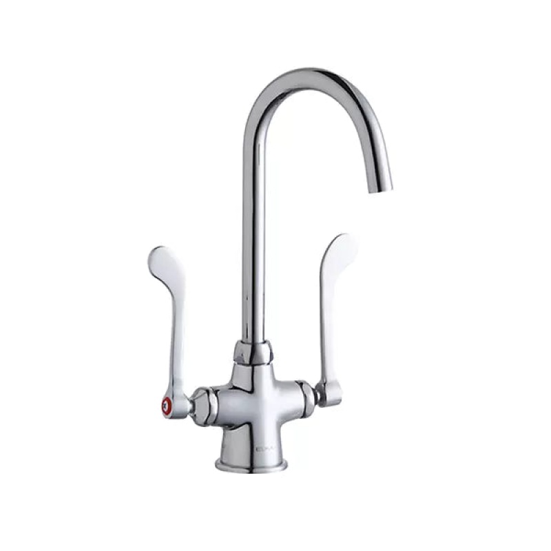 Elkay Chrome Deck-Mount Kitchen Faucet, Double Handle, One Hole