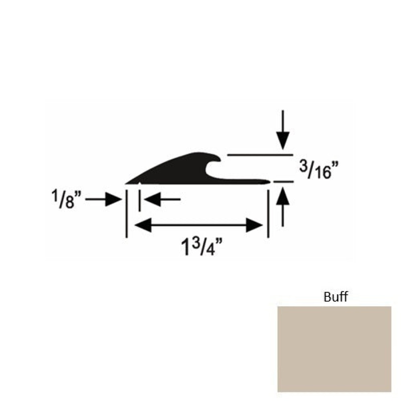 Solid 42 Buff Rubber Custom Carpet Edging - 1 3/4" X 9 Ft (108") X 3/16"