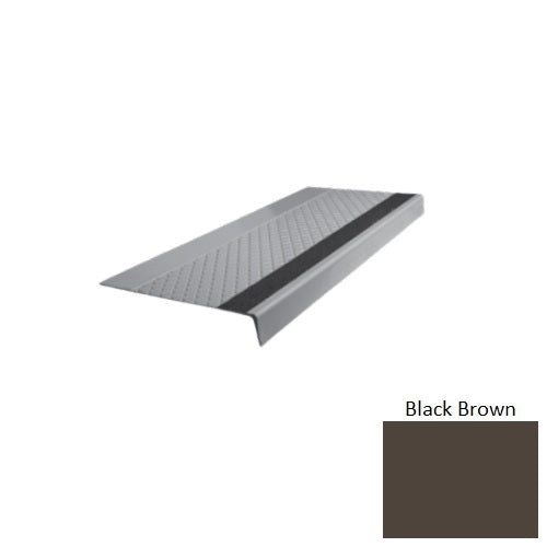 Flextones Black Brown Type 685 With Flush Carborundum Strip Distinct Designs Rubber - 12" X 72" Stair Tread - Diamond Profile Design