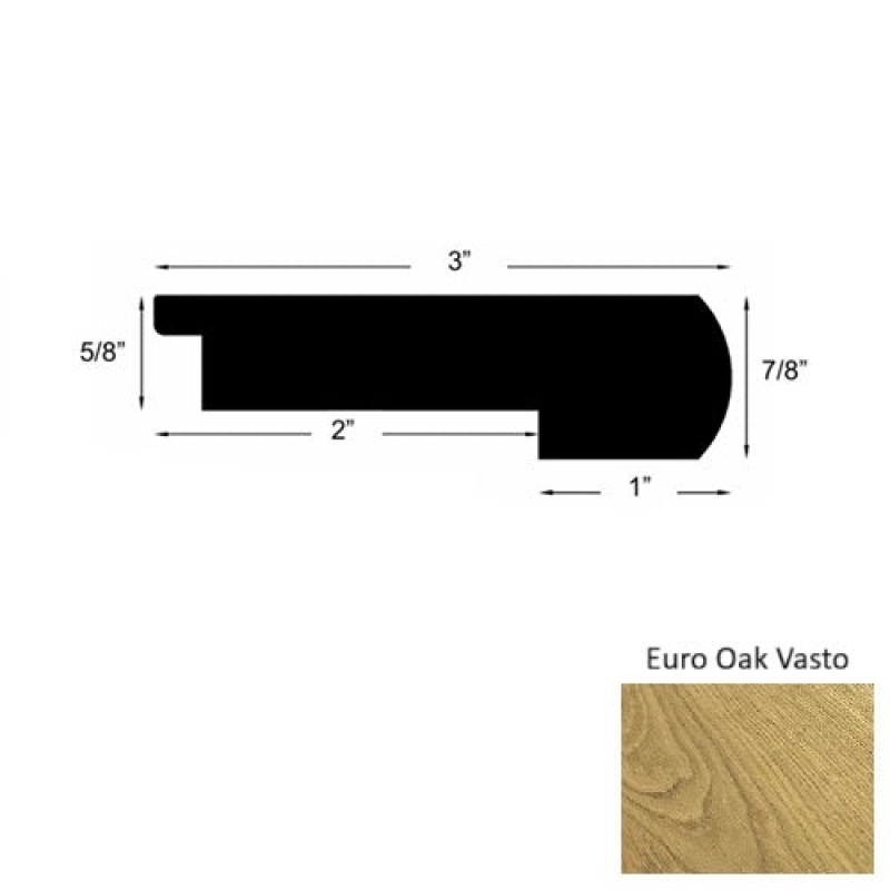 Costa Euro Oak Vasto Hardwood Moulding / Trim - 3 3/8" X 78" Round Stair Nose - Urethane