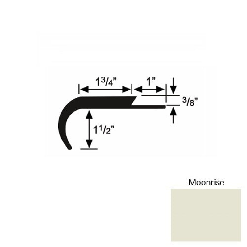 Solid 12 Moonrise Rubber Single Flange Carpet Stair Nosing