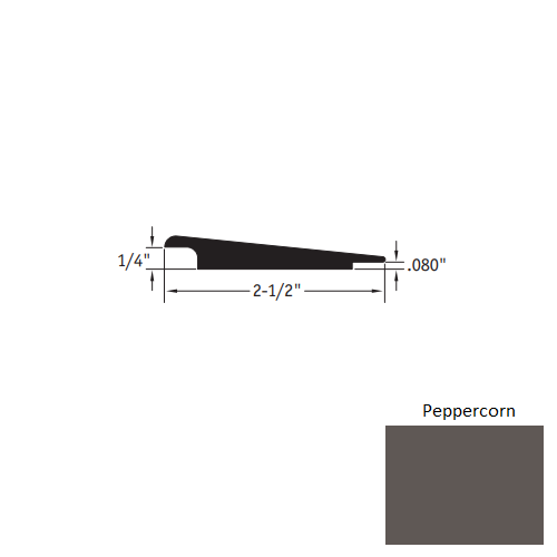 Johnsonite Peppercorn Vinyl Moulding / Trim - 2 1/2" X 12 Ft (144") X 1/4" - .080" Wheeled Traffic Transition - Wheeled Traffic Transition