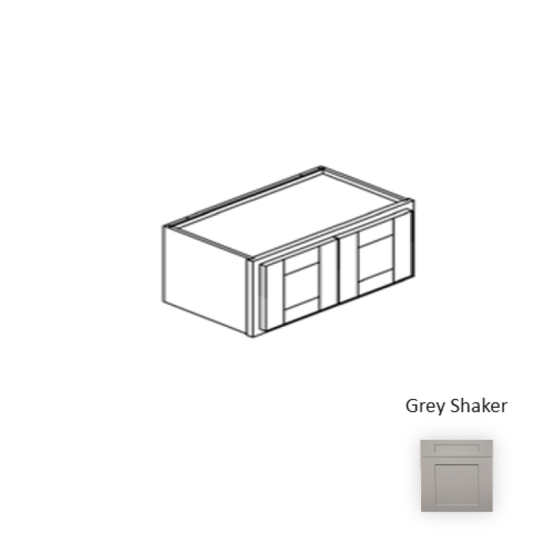 Framed Shaker Premium Grey Shaker Natural Clear Coat Wood Kitchen Wall Cabinet - 33" X 12" X 12" - Natural Clear Coat