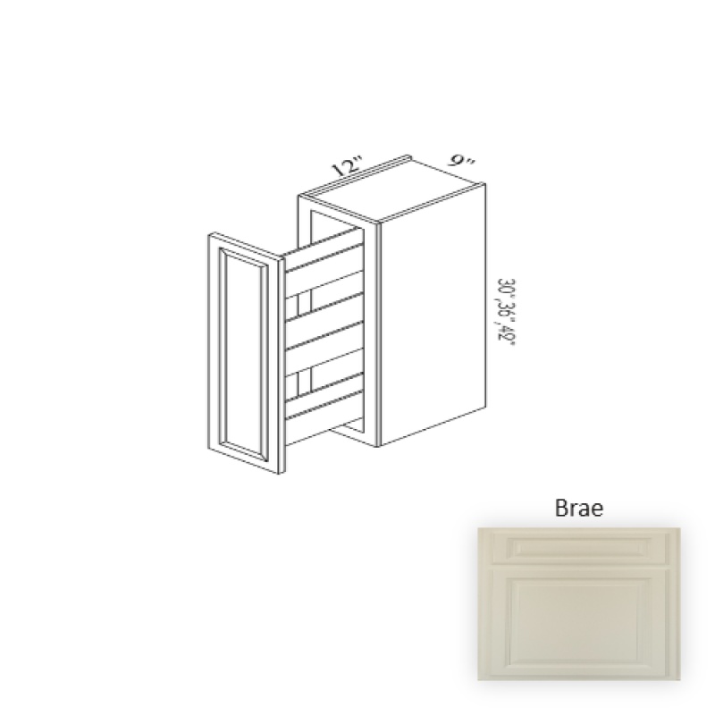 Wsr0936 Brae Wood Kitchen Spice Rack Pull Out Base Cabinet - 9" X 36" X 12" (Assembly Required) - Brae